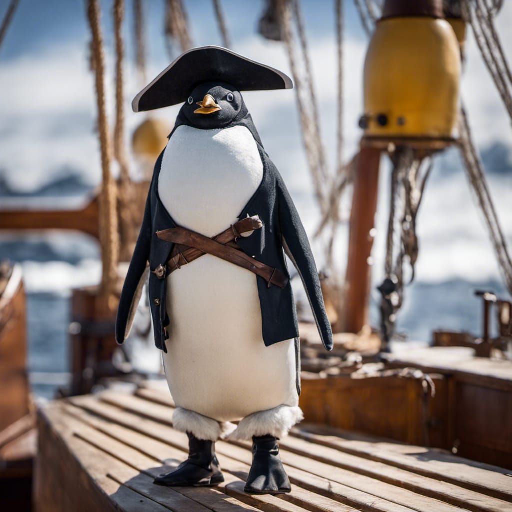 Pirate Shackleton Penguin Portrait on the Endurance