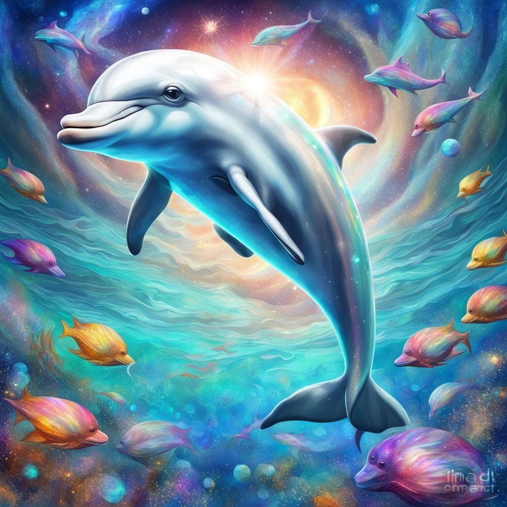 Cute White Dolphin in a Treasure Sea