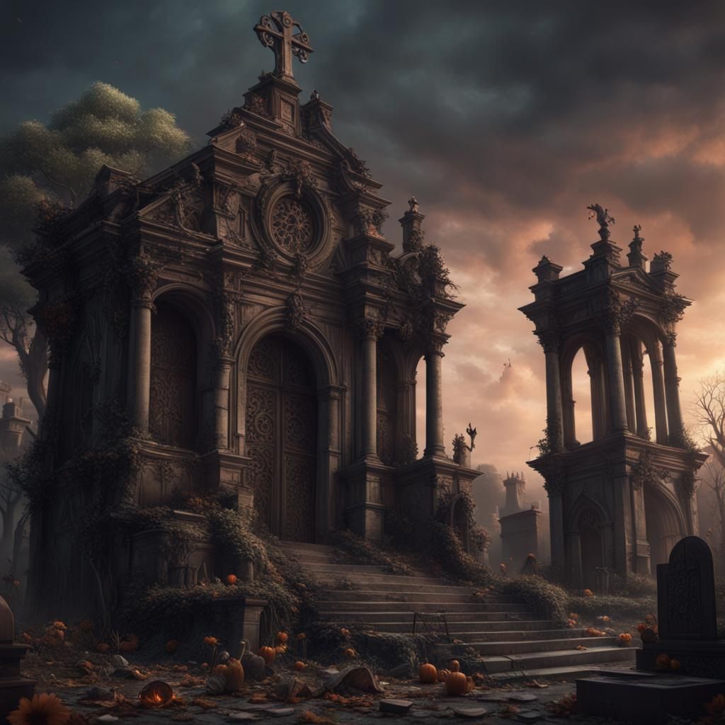 Loyal Cat Mourning at Cemetery Grave