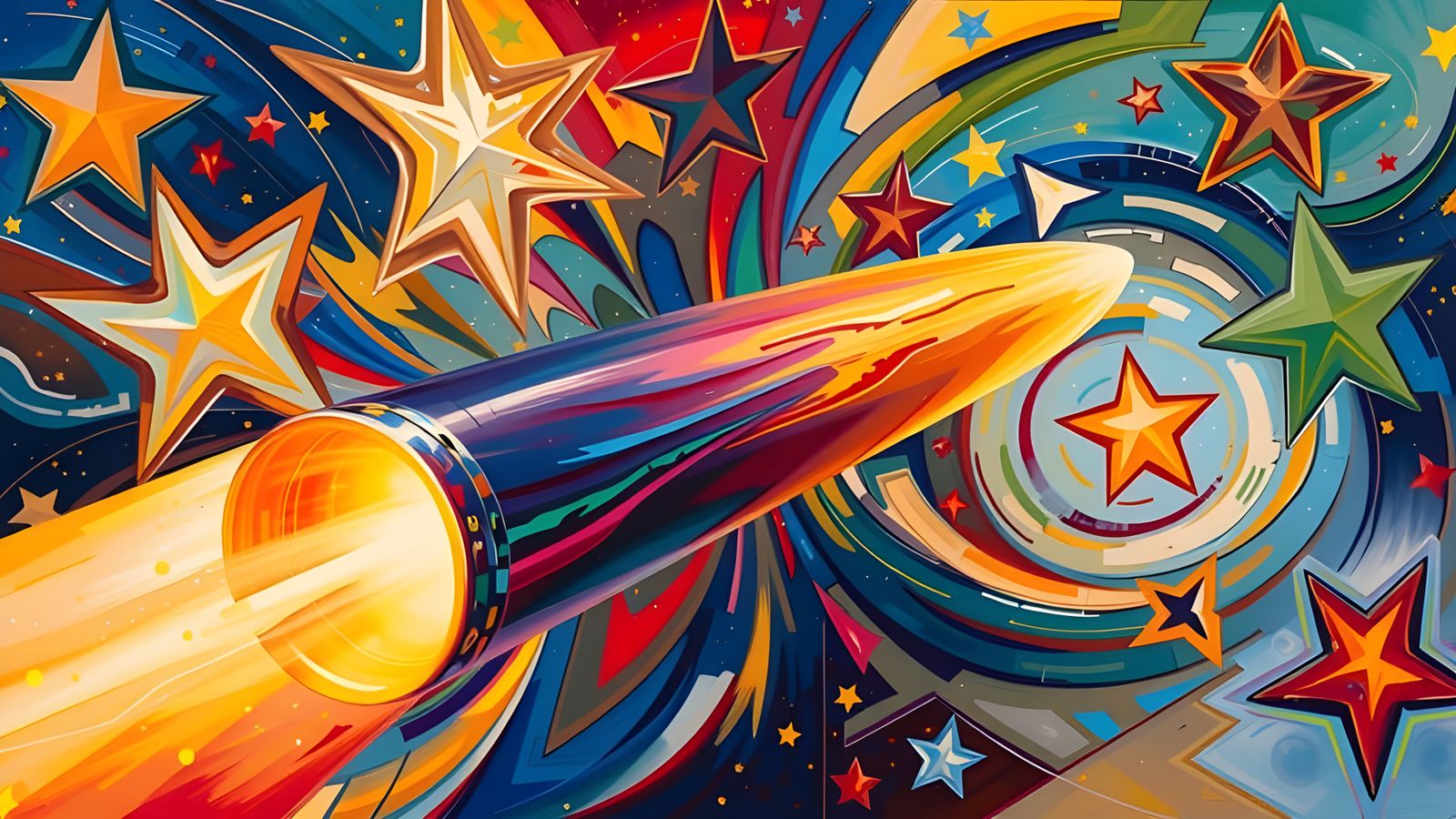 Surreal Cosmic Ship in Iridescent Flames