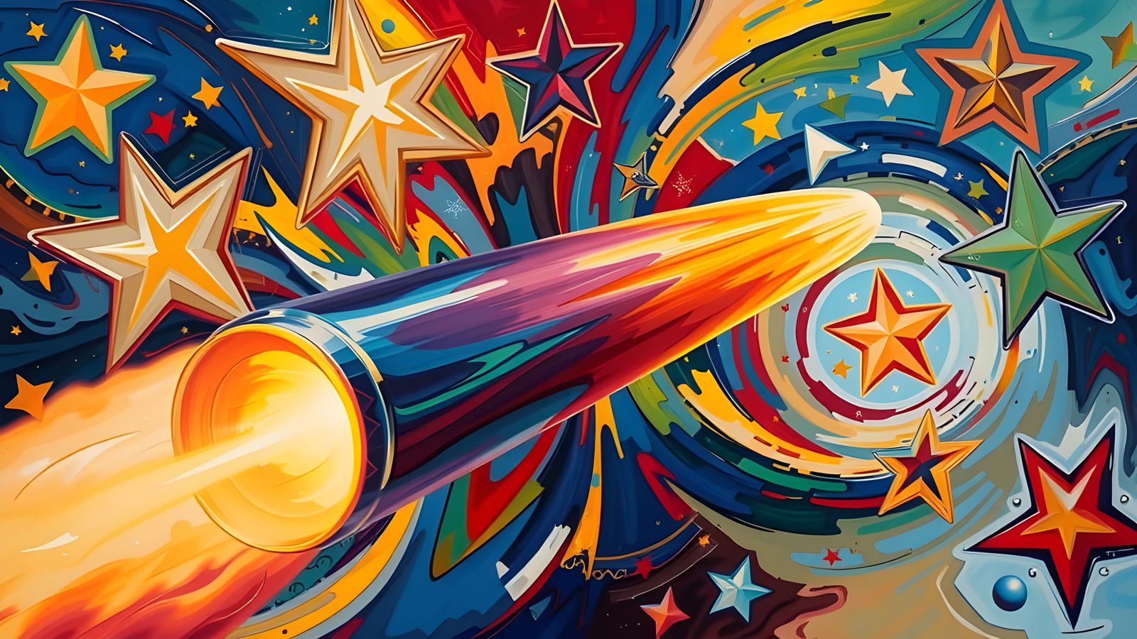 Ethereal Space Odyssey in Vibrant Oil Painting Style
