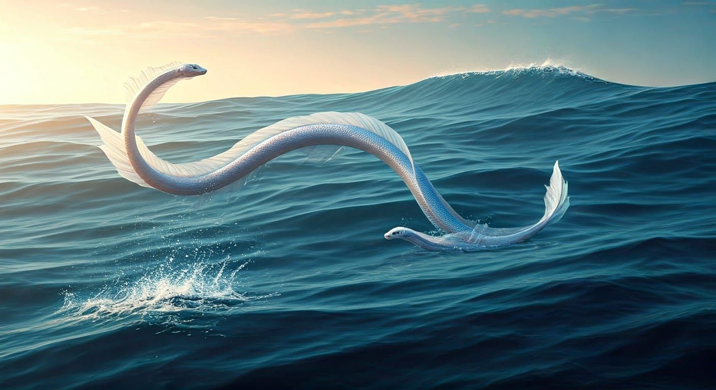 Iridescent Sea Serpents in Golden Sunlight