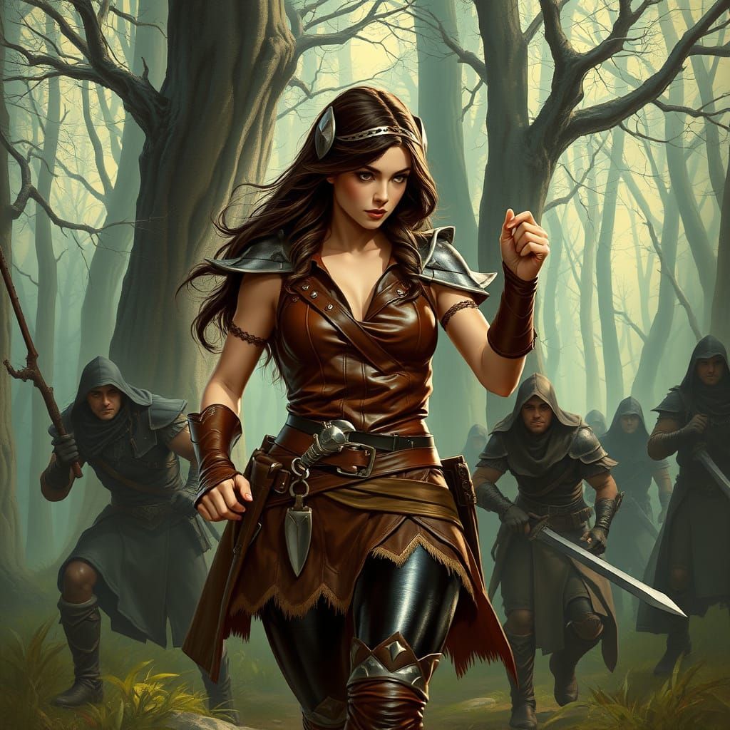 Fantasy Heroine Leads Heroes Through Mystical Forest