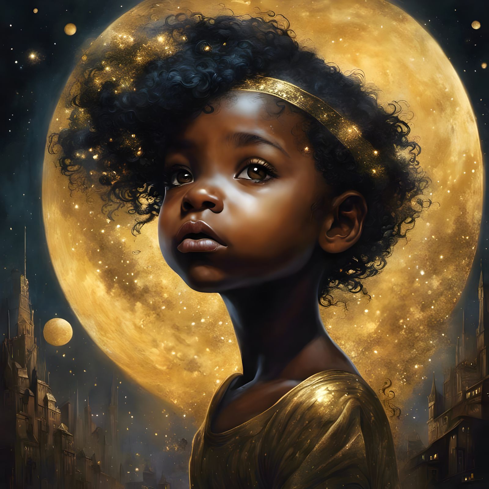 gold moonlit girl 🌝👧🏾