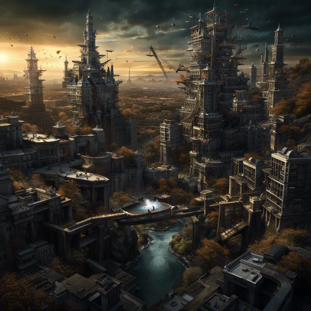 Fantastical Detailed Matte Painting in Deep Color