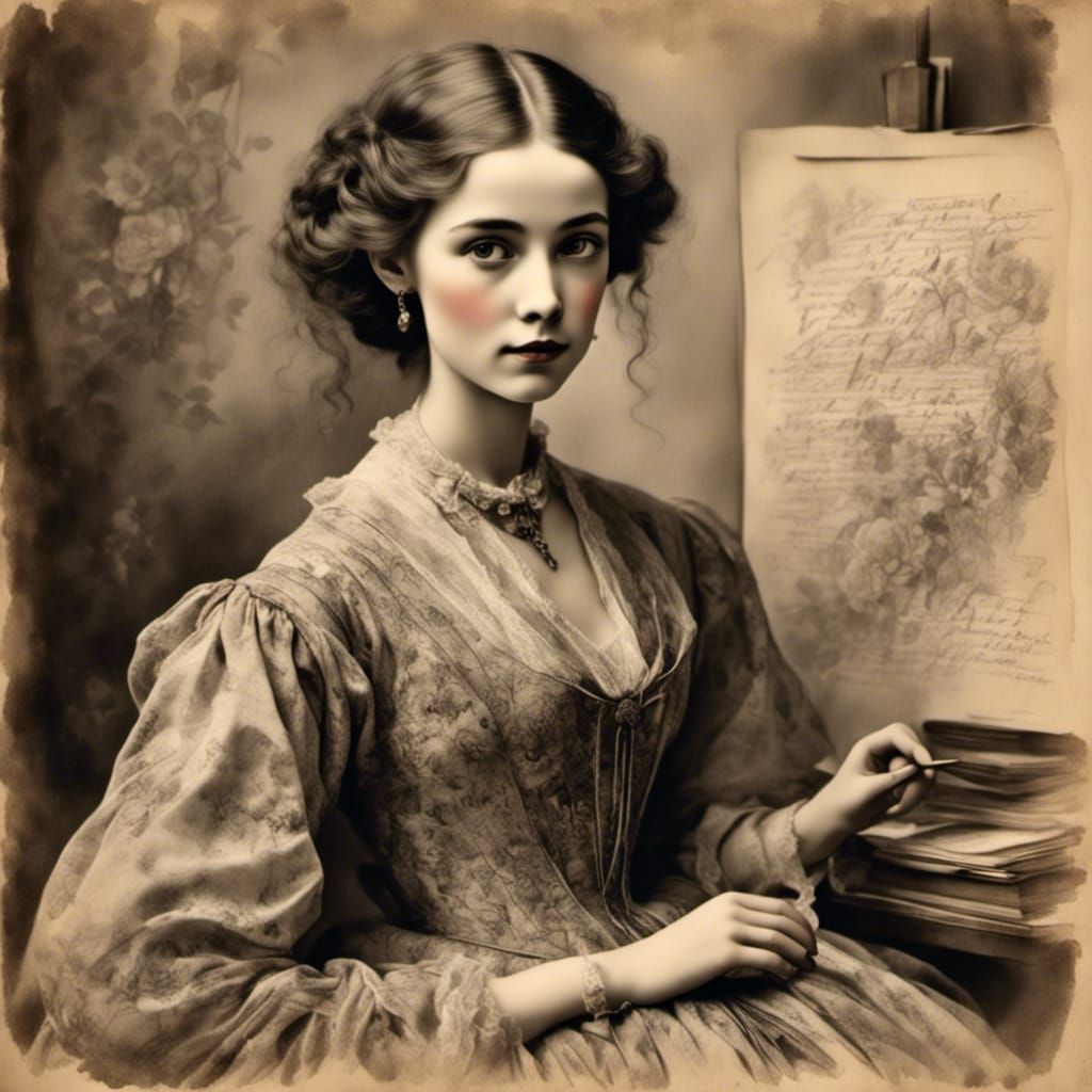 Vintage 1920s Portrait Sketch with Bokeh