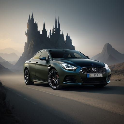 Intricate Fantasy Car Concept Art in Deep, Rich Colors