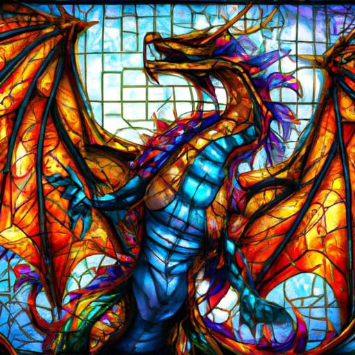 Stained Glass Dragon Digital Matte Painting