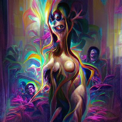 Sinister Psychedelic Nude Figure in Dark Fantasy Art