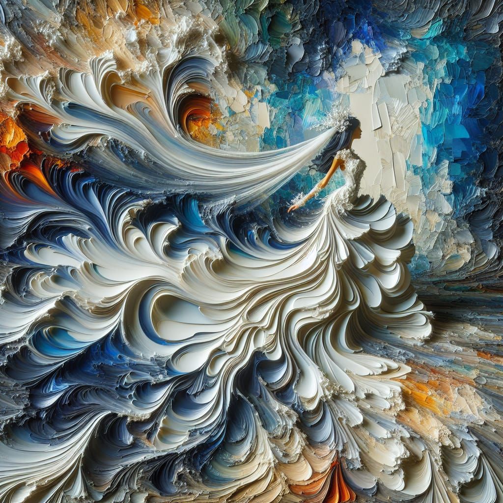 Abstract Expressionist Bride in Impasto Oil Painting