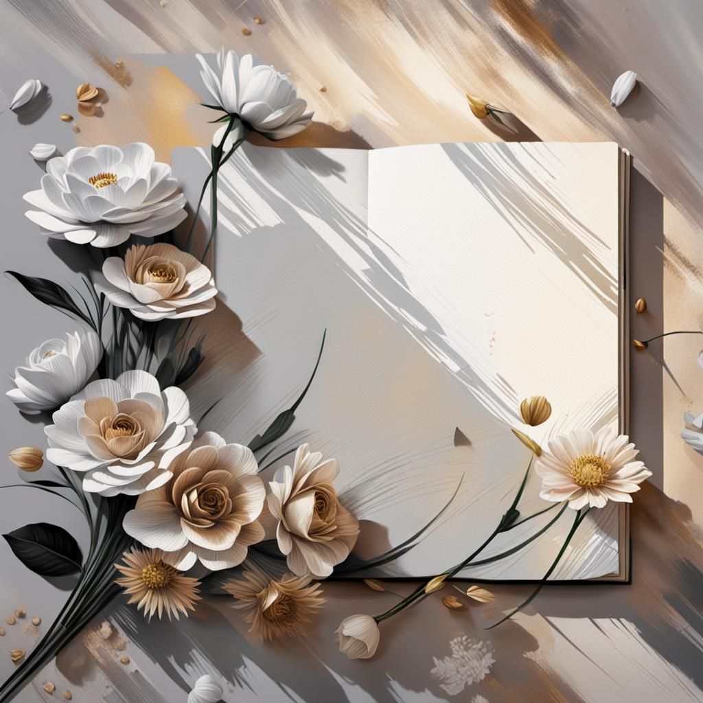 Floral Bouquet on Scrapbook Page as Digital Art