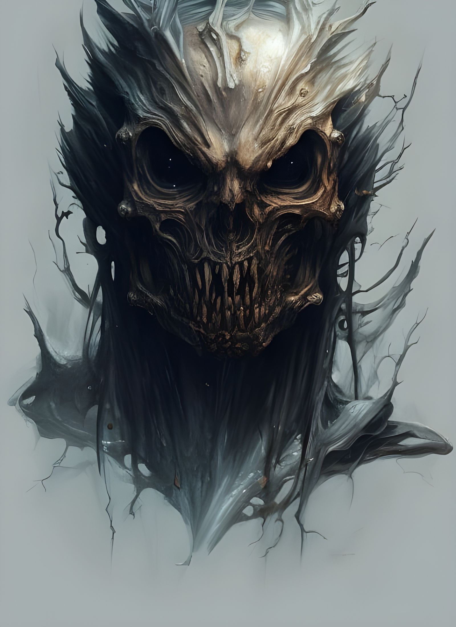 Horrifying Lich King Portrait in Ominous Horror Style