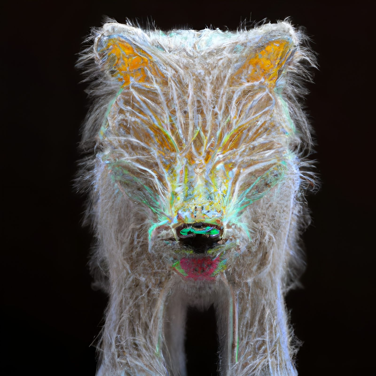 Bioluminescent Crystal Timberwolf Portrait in Digital Art St...