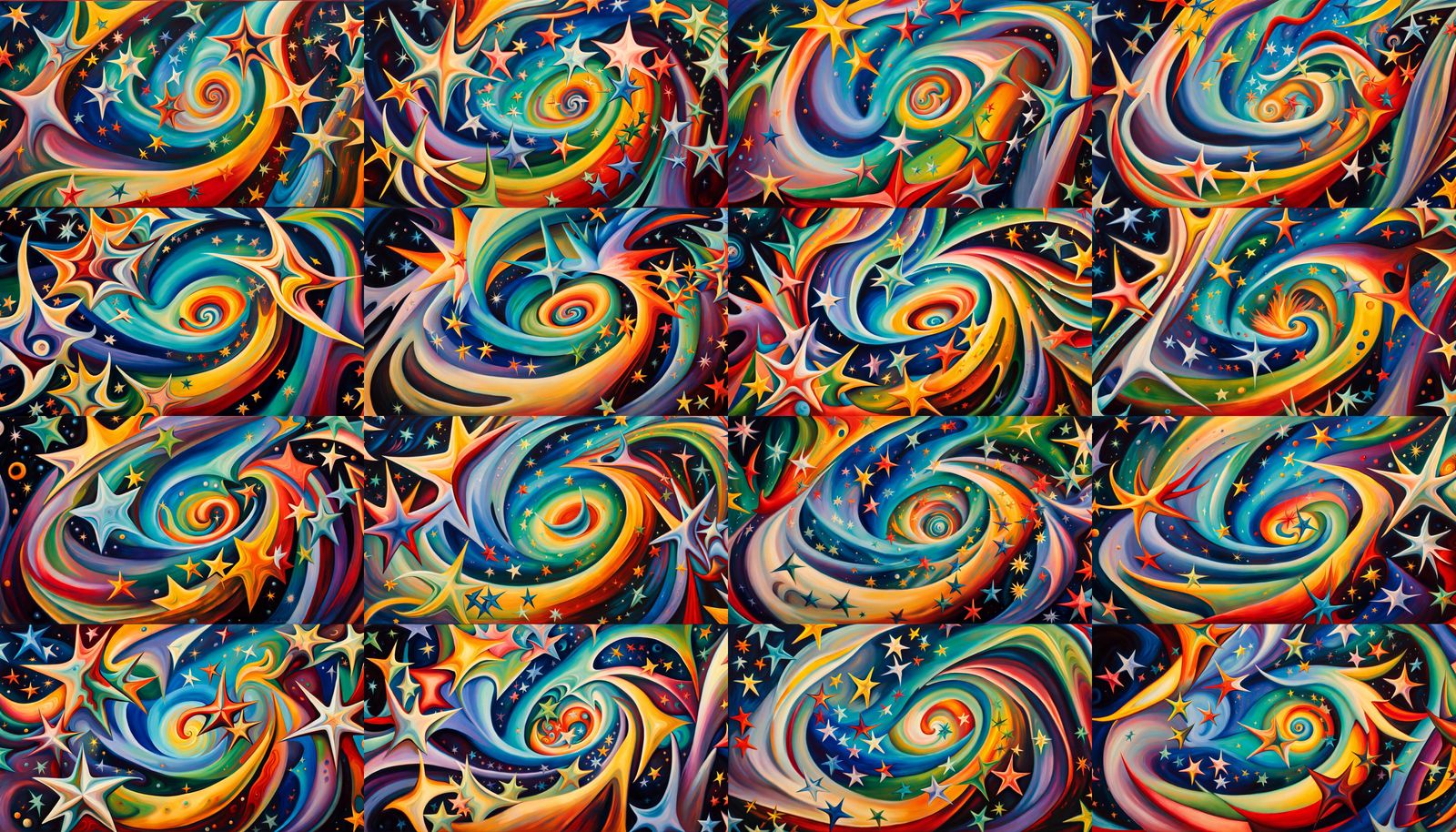 Iridescent Star Cluster Formation in Abstract Expressionism