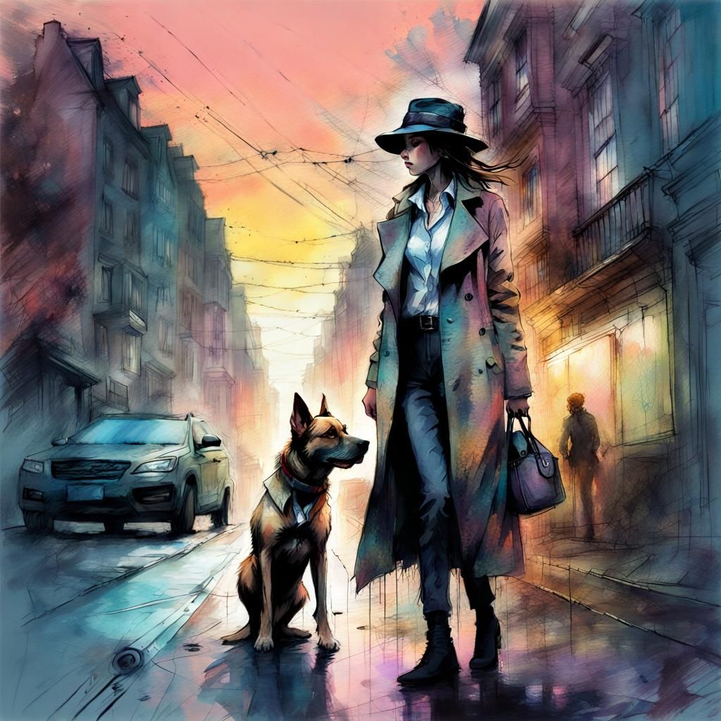 Impressionist Detective and Dog Solve Dark City Crime