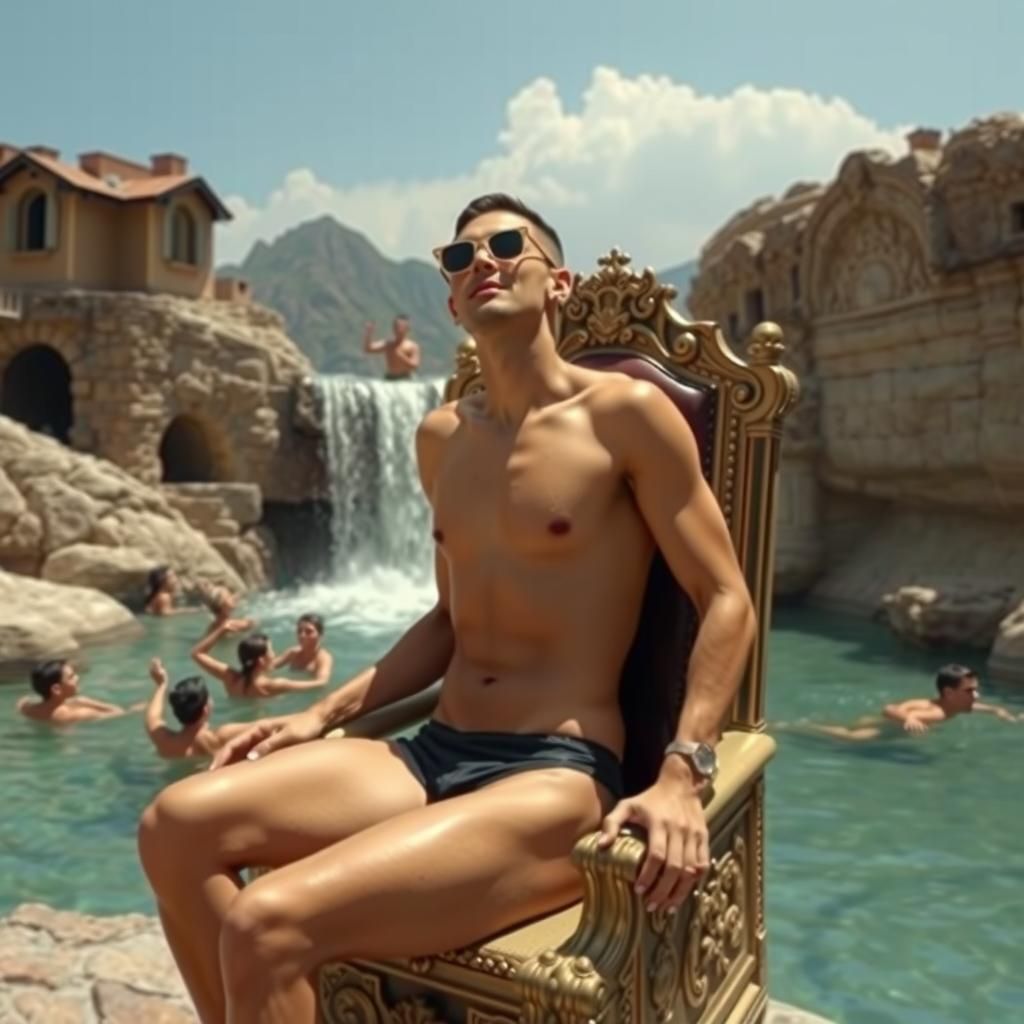 Surreal Man on Throne at Watering Hole