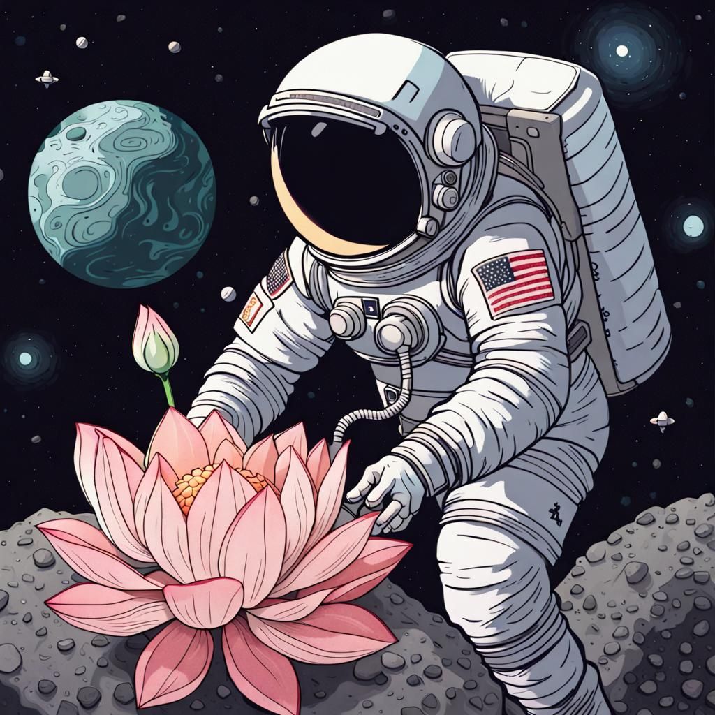 Astronaut's Floral Tribute in Deep Space