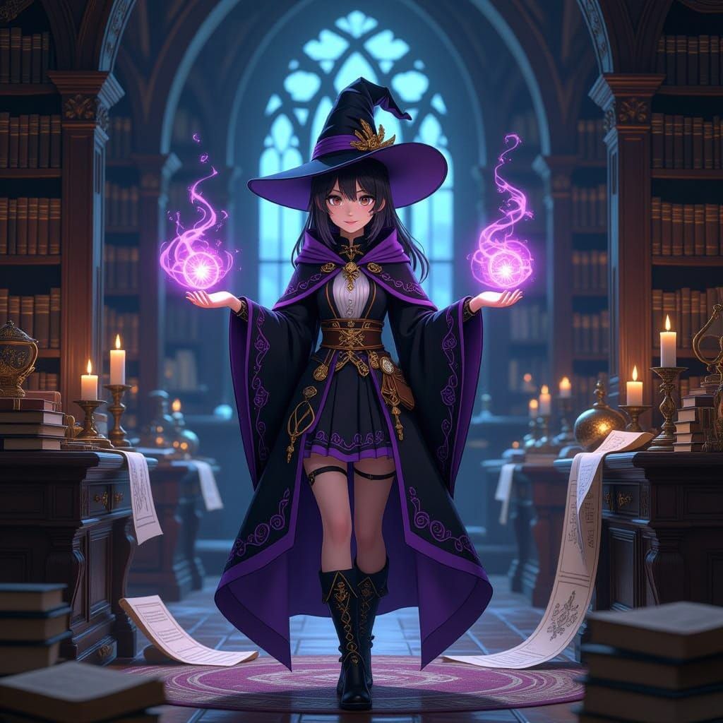 Young Witch in Whimsical Wizarding School