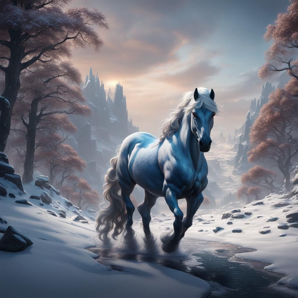Fantastical Snow Horse Matte Painting