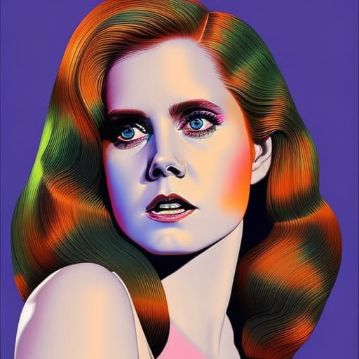 Amy Adams in 1980s Disco, Hyperrealistic Splash Art