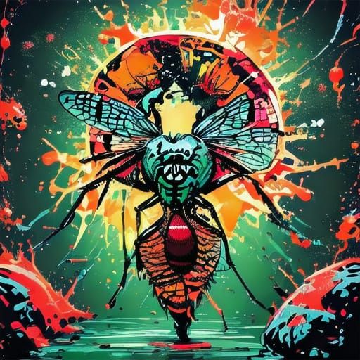 River Goddess Walking on Water in Cyberpunk Style