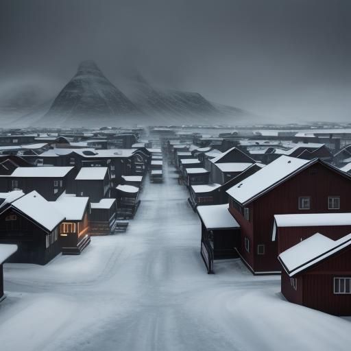 Longyearbyen Snowy Streets in Modernist Style