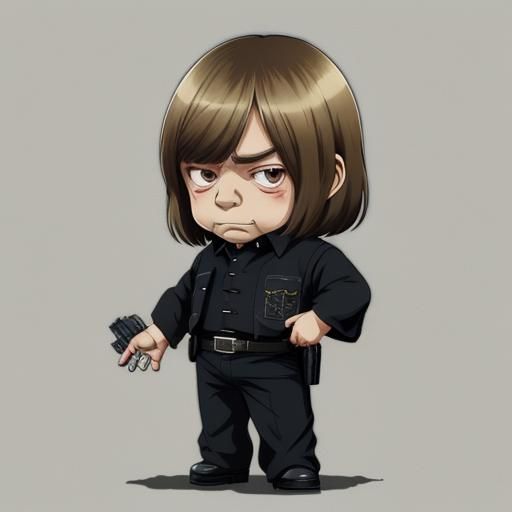 Chibi Anton Chigurh in Anime Style