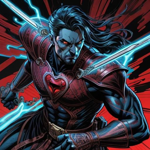 Comic Book Art: Three Swords Piercing a Heart