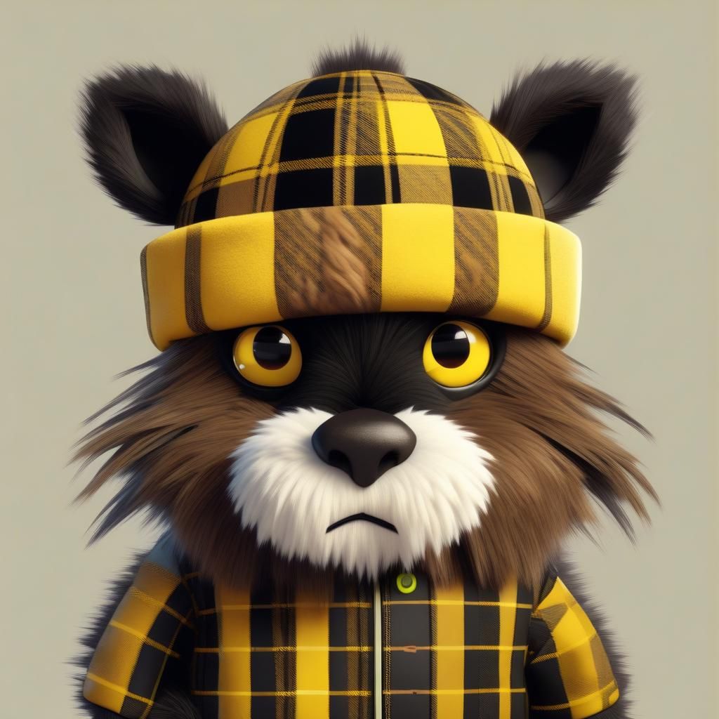 Fictional Tartan Furry Animal with Puffy Tail