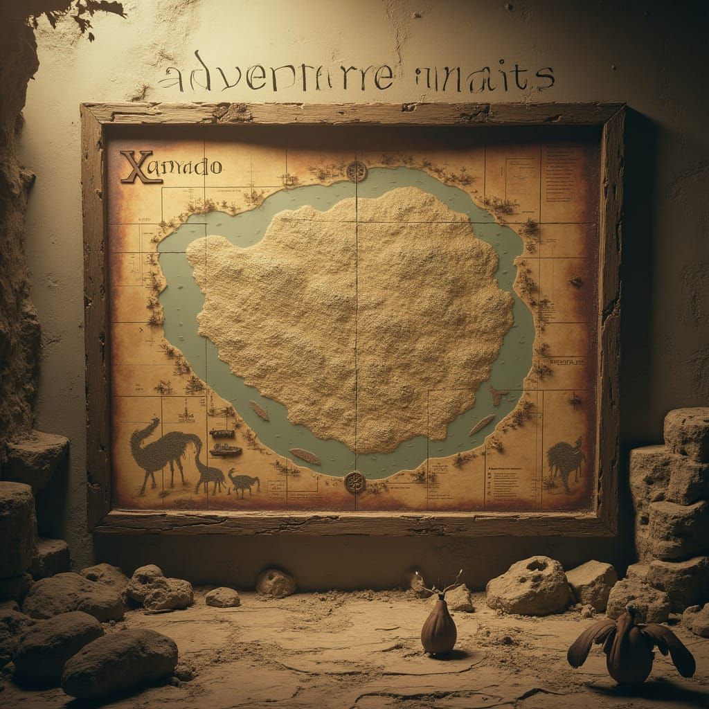 Sepia Poster Map of Xanadu: Adventure Awaits