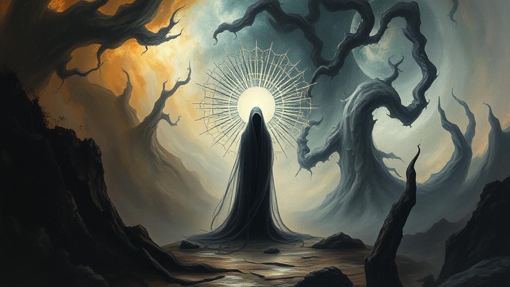 Ethereal Seer in Surreal Biomorphic Dreamscape