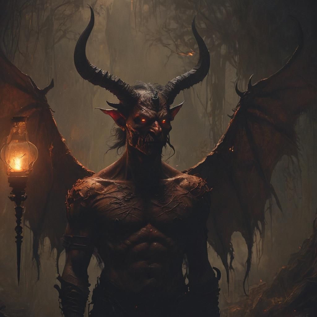 Demonic Portrait in Dark Fantasy Style