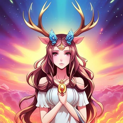 Anime Deer-Girl Hybrid in Dreamy Matte Painting