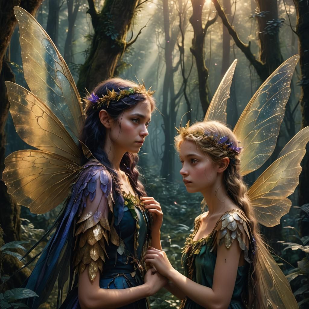 Fairies in Forest with Ethereal Light