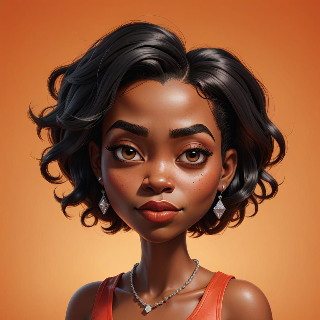 Playful 3D Caricature of a Young Woman