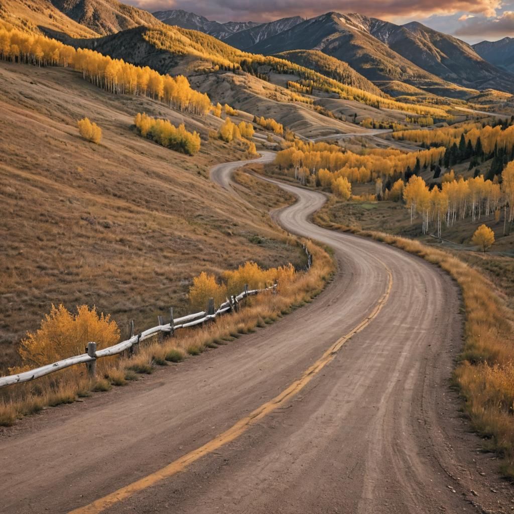 Winding Mountain Road in Hyperreal Alpenglow