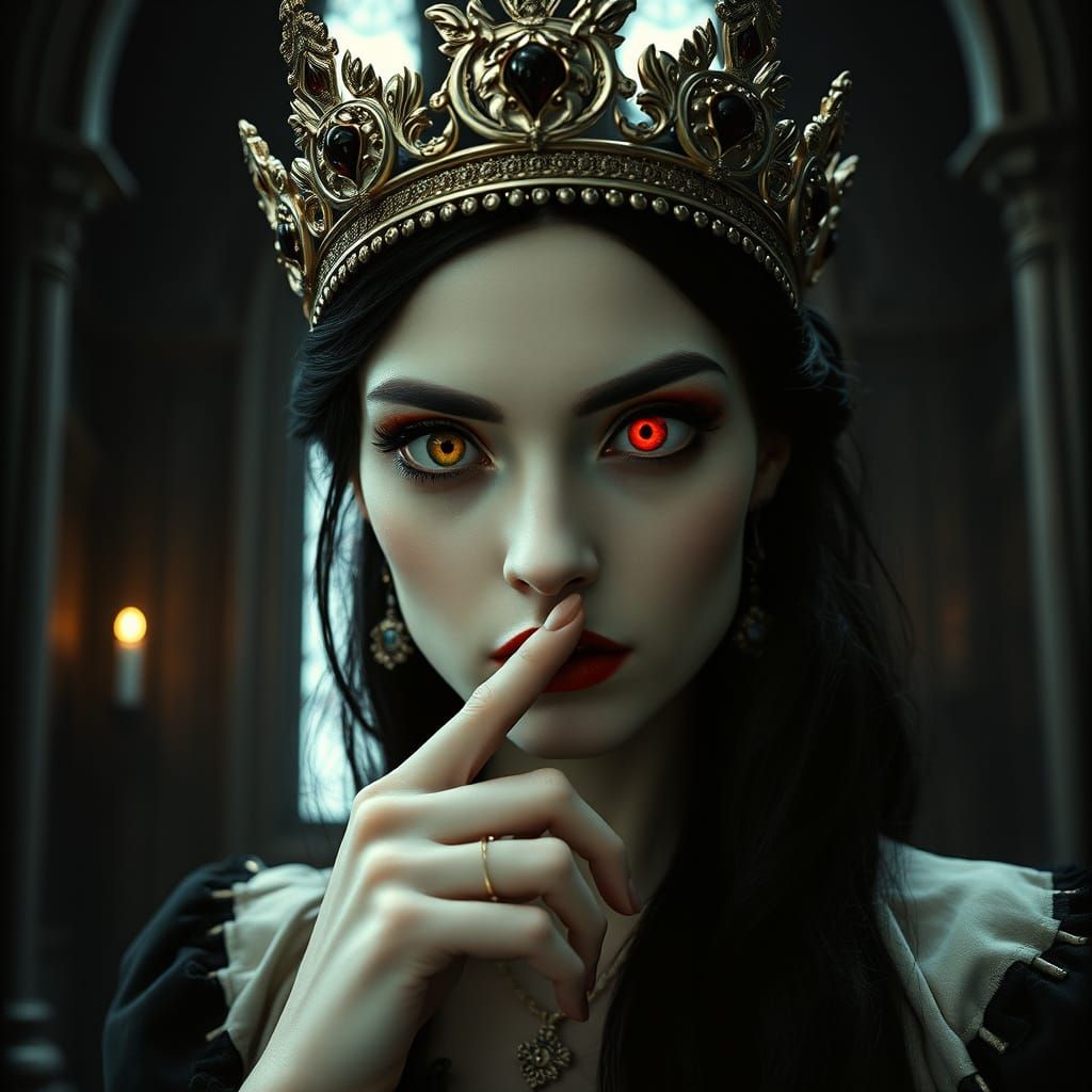 Mysterious Vampire Queen in Haunting, Cinematic Darkness