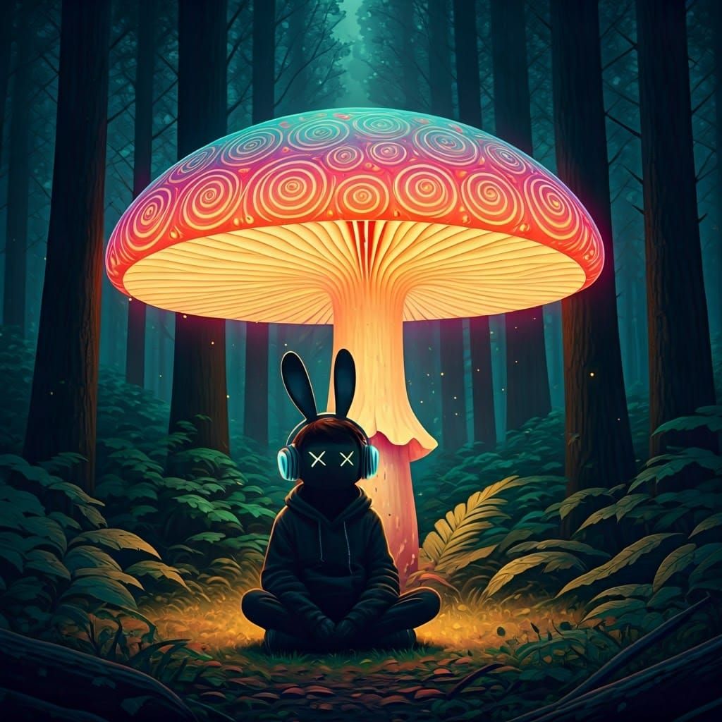 Surreal Forest Being Lost in Thought