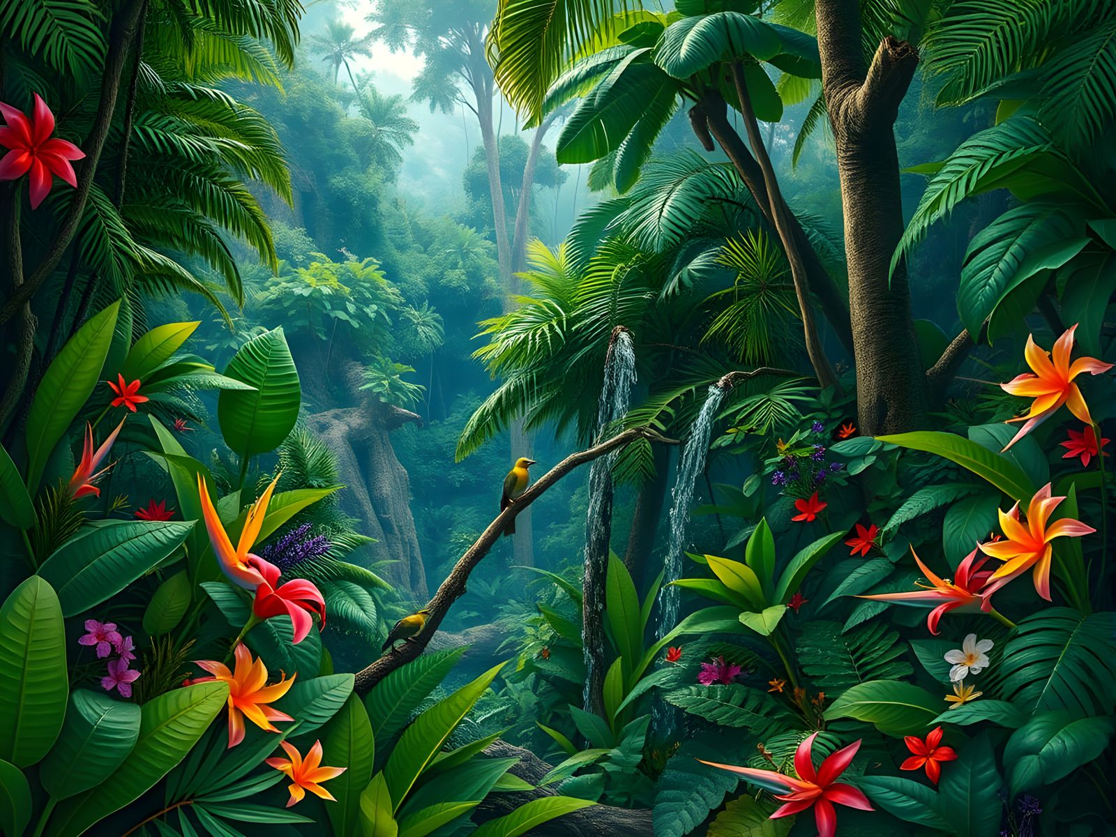 Lush Jungle Scene Teeming with Life