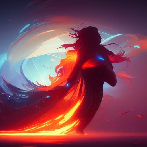 Fiery Apple in Space: Art Nouveau Concept Art