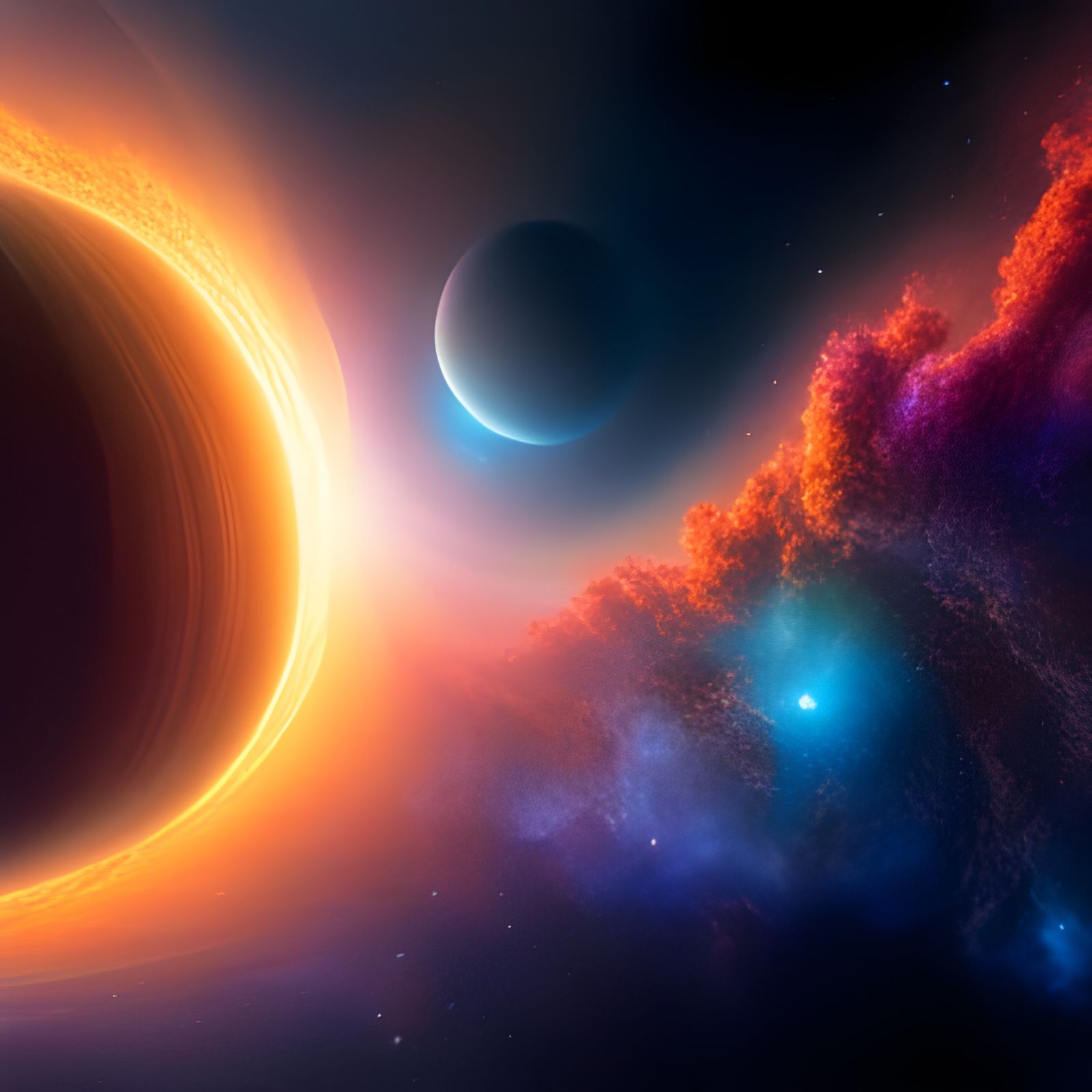 Gas Giant with Neon Clouds and Moon Rings