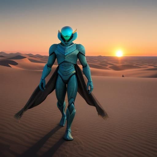 Surreal Alien Nomad on Sands Planet in Dali Style