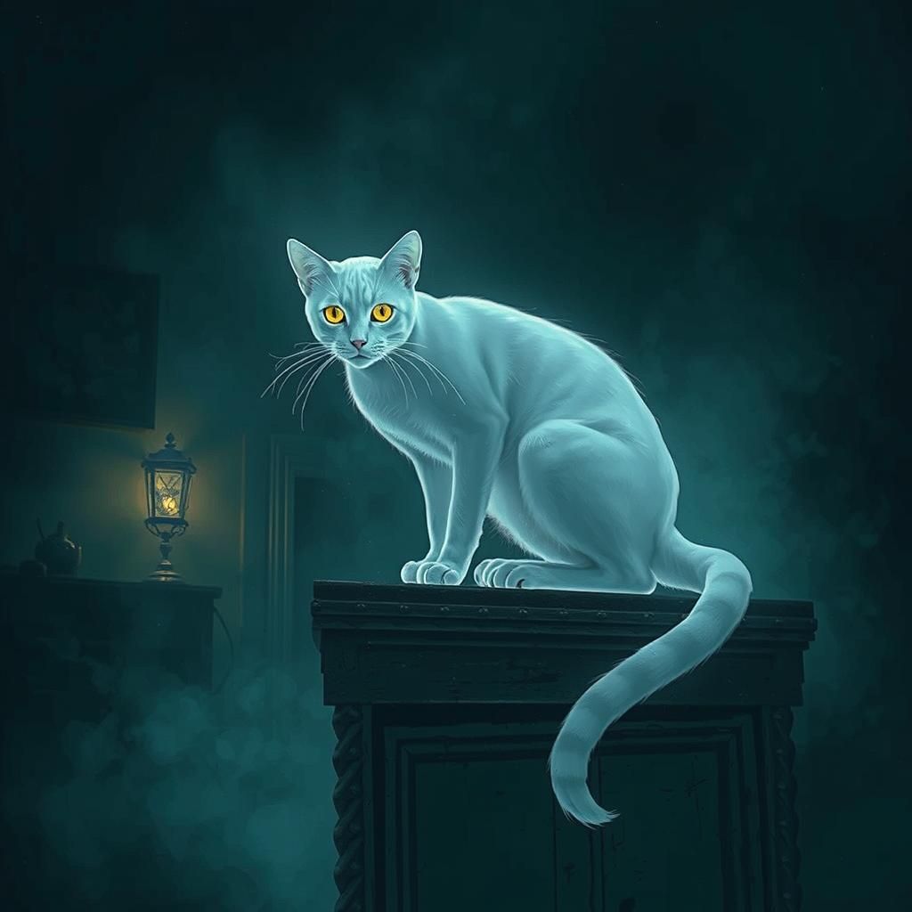 Ethereal Ghost Cat in Cinematic Film Still