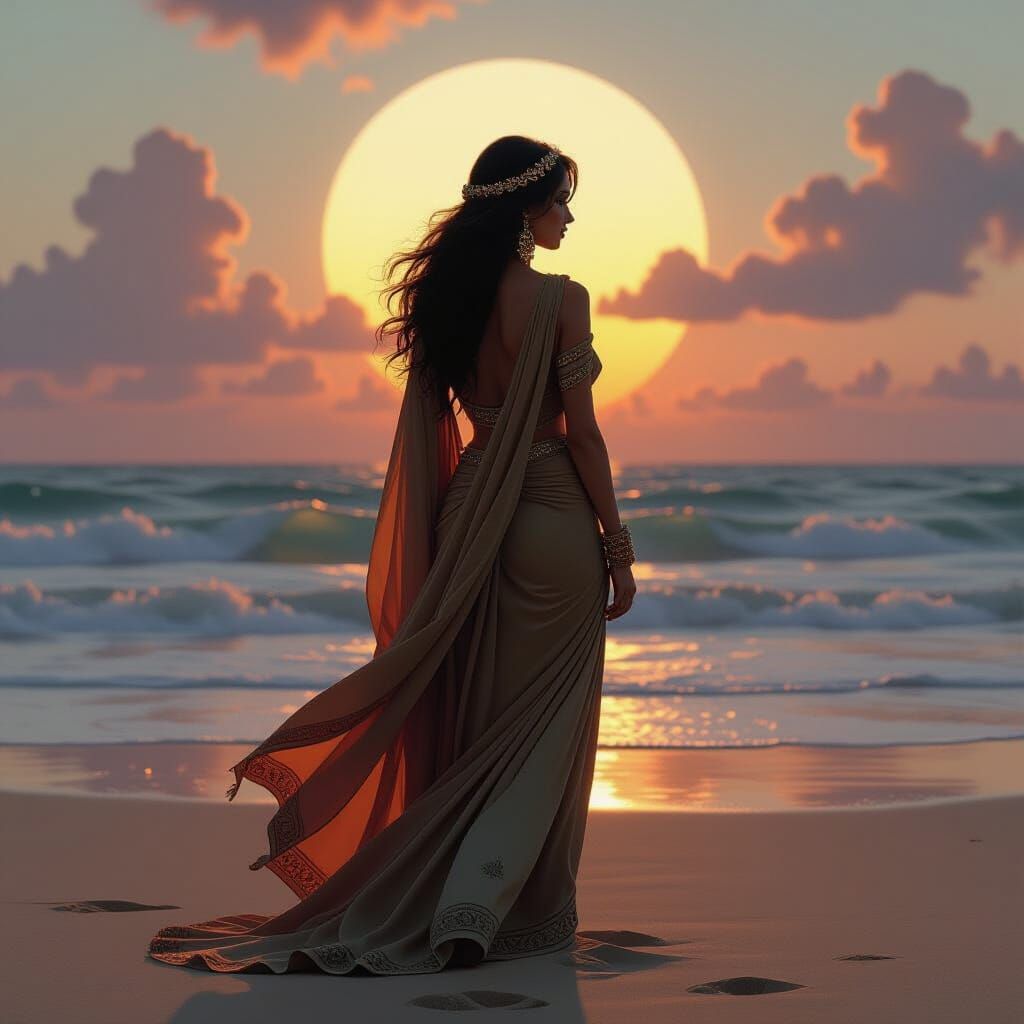 Twilight Beach: Magical Realism Meets Art Nouveau