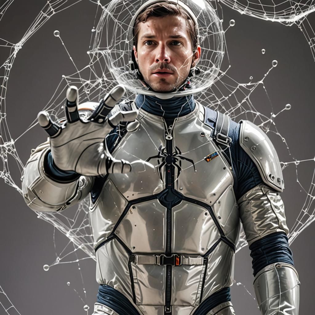 Astronaut Trapped in Spiderweb Bubble