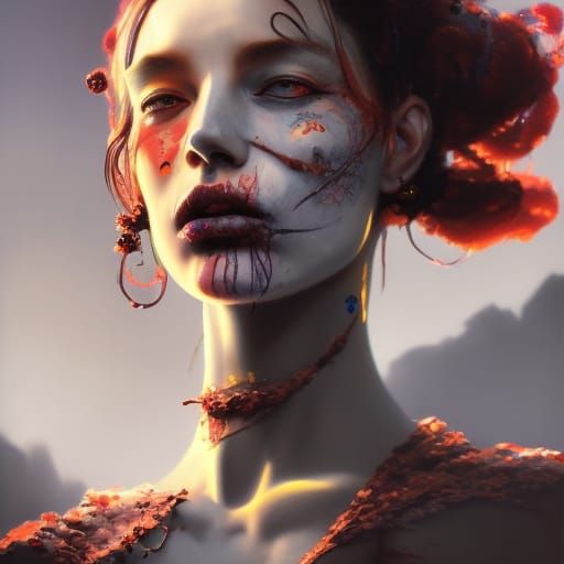 Day of the Dead Queen Portrait, Detailed Digital Painting