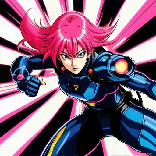 Iczer One Ready to Strike in Manga Style