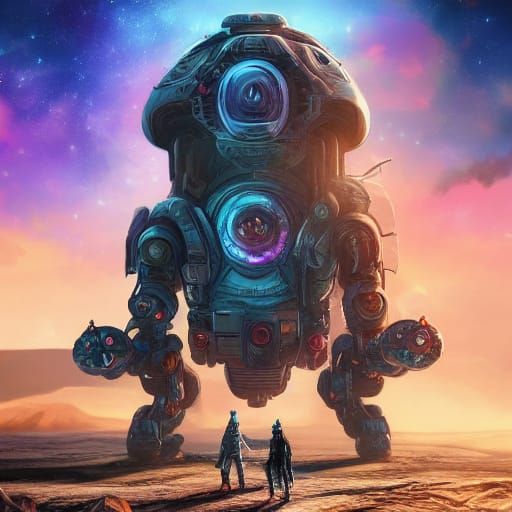 Lone Robot on Alien Planet Digital Painting