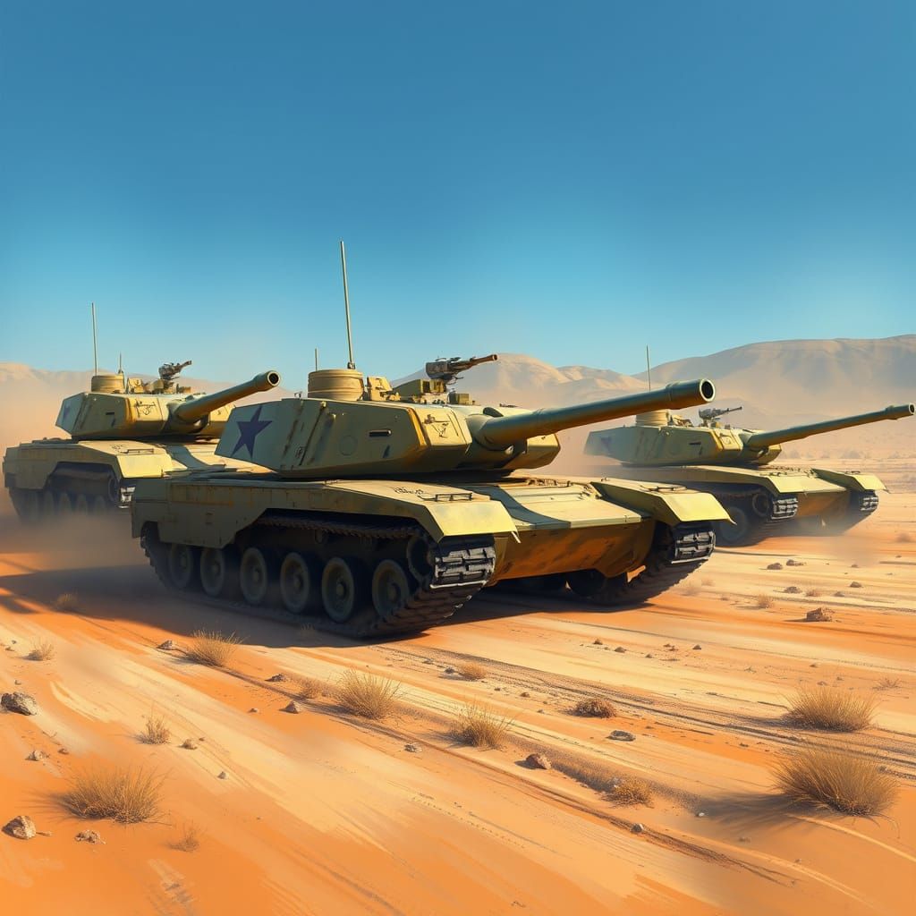 Future Military Tanks in Detailed Matte Painting