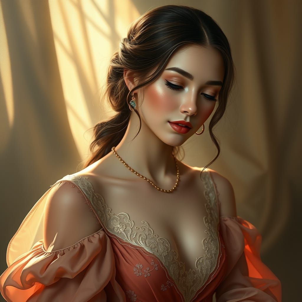 Elegant Woman in Art Nouveau Style